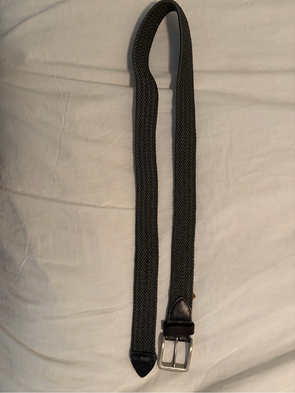 Tommy Bahama Black Woven Stretch Belt with Silver Buckle